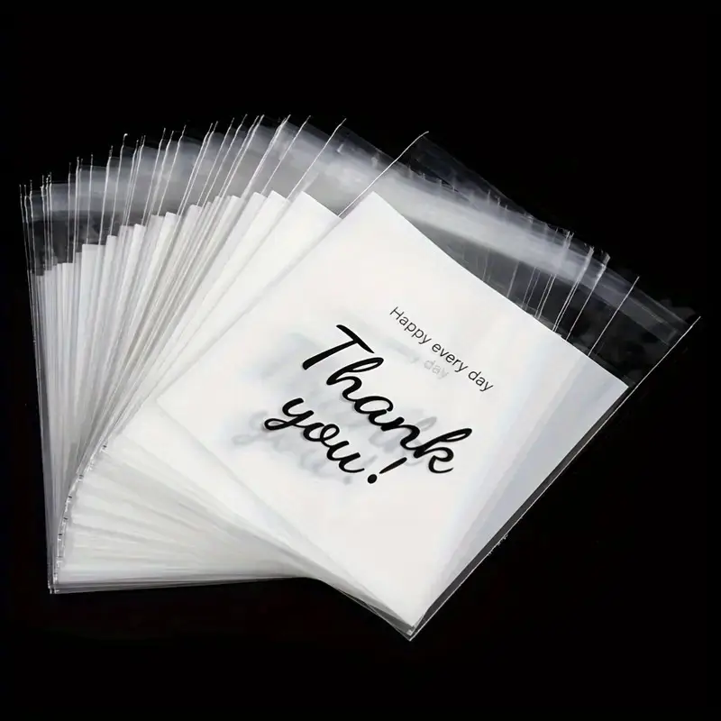 Accesorii - Set 10 pungi transparente 13x10 cm – resigilabile cu mesaj „Thank You”