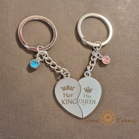 Brelocuri personalizate - Set brelocuri „Her King & His Queen” – model nou