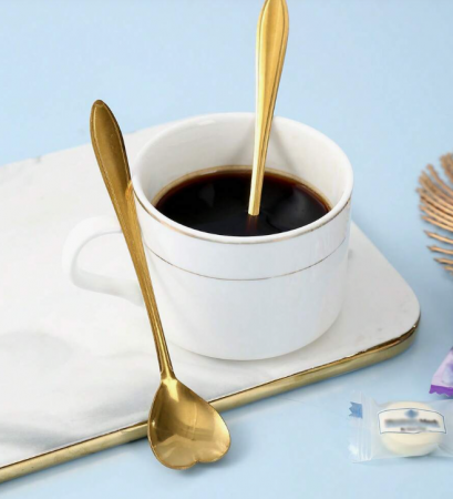 Set 2 lingurite aurii din otel inoxidabil – Design inima [1]
