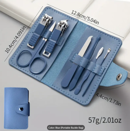Set profesional manichiură 7 piese – cu etui elegant albastru [1]