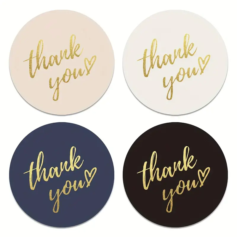Set 500 etichete „Thank You” autoadezive – 4 culori, scris auriu [1]