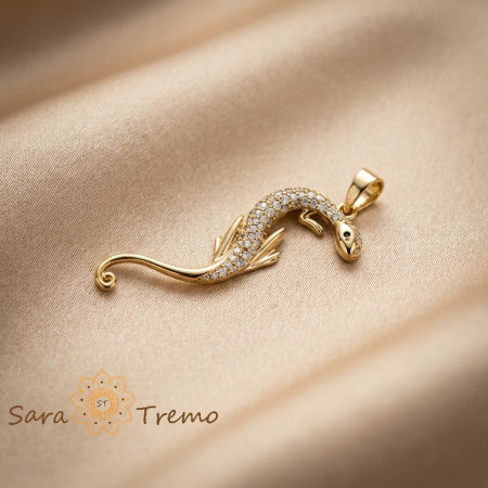 Bijuterii pentru femei - Pandantiv Serpenta Regala – Pandantiv placat cu aur 14K cu zirconia albe