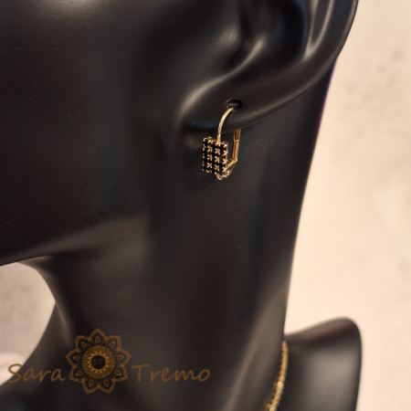 Set bijuterii placate cu aur - cristale zirconia negre [9]