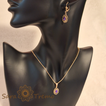 Set bijuterii placate cu aur Mauve Petals [4]