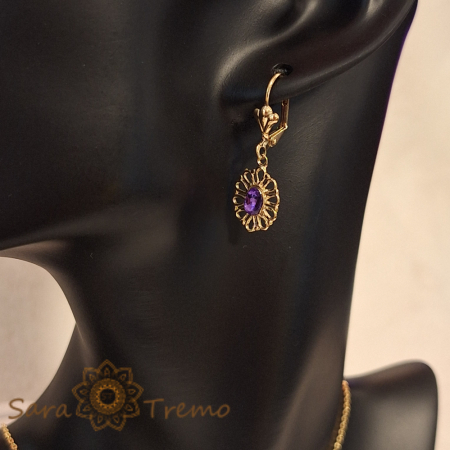Set bijuterii placate cu aur Mauve Petals [5]