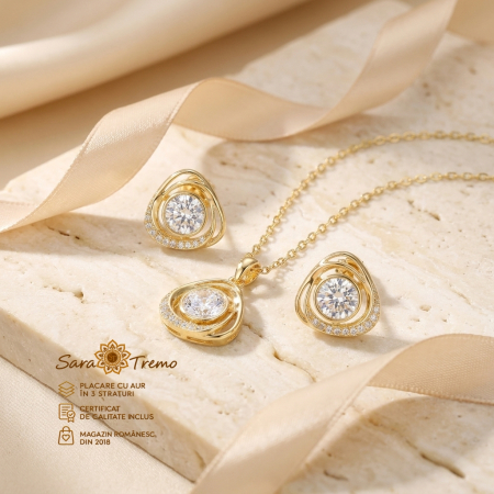 Set Bianca di Luce cu zirconia albă, aur 14K | SaraTremo [2]