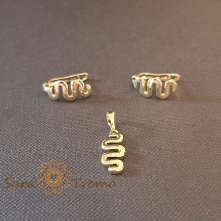 Pandantive - Set cercei si pandantiv design sarpe - placat 14k
