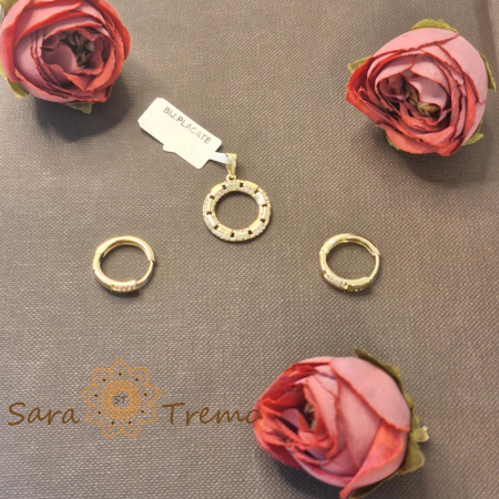 Set cercei si pandantiv cu cristale zirconia - placat 14k [1]