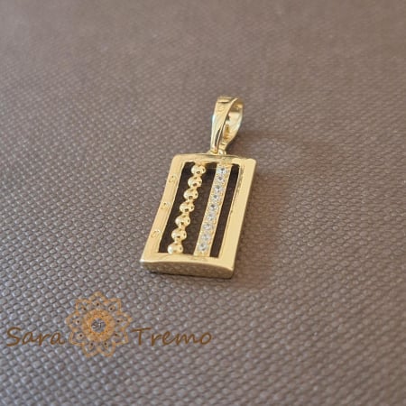 Set cercei clasici si pandantiv dreptunghiular cu zirconia - placat 14k [3]