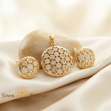 Seturi - Set Mozaicul Regal – Set bijuterii placat cu aur 14K cu cristale zirconia