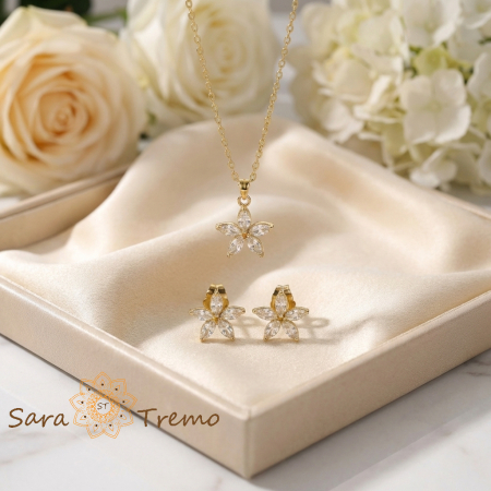 Set Floarea Luminii – Set bijuterii placat cu aur 14K cu cristale zirconia [1]