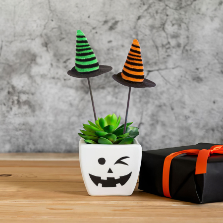 Casa si Gradina - Set decor Halloween - pălărie de vrăjitoare - înfipt - 20 x 7 cm - 3 buc / pachet