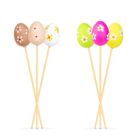 Set decoratiuni Paste oua pe bat 12 buc, decor ghiveci si aranjamente florale, oua decorative [1]