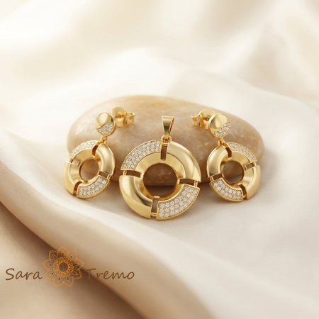 Seturi - Set Echilibrul Aurului – Set bijuterii placat cu aur 14K cu cristale zirconia