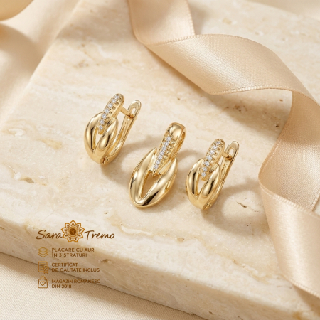 Set Arco di Luce cercei și pandantiv placat aur 14K | SaraTremo [1]