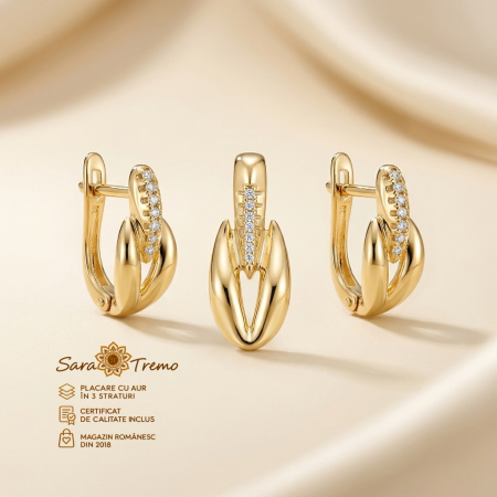 Bijuterii placate cu aur - Set Arco di Luce cercei și pandantiv placat aur 14K | SaraTremo