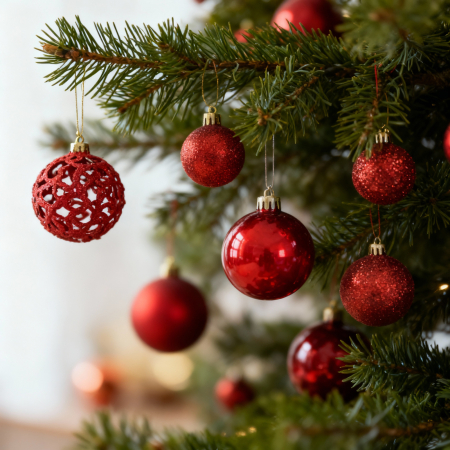Craciun si Iarna - Set globuri Craciun 100 piese cu varf brad rosu, decoratiuni brad diferite dimensiuni 3cm 4cm 6cm