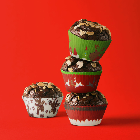 Articole de Sezon, Sarbatori si Evenimente - Set hârtie pentru brioșe - Crăciun - 100 buc / pachet