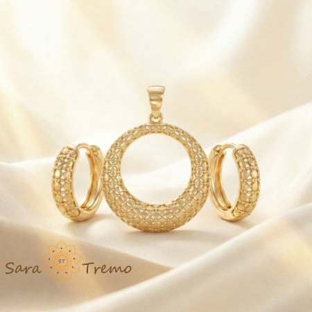 Seturi - Set Cercurile Fineții – Set bijuterii placat cu aur 14K cu design filigranat