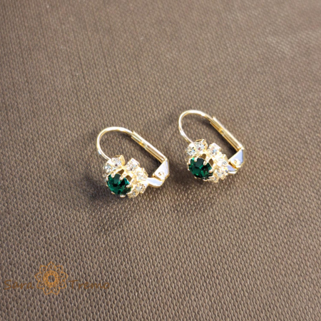 Set lantisor + pandantiv + cercei placati cu aur cu cristal verde [1]