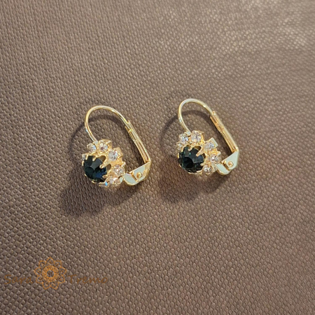 Set lantisor + pandantiv + cercei placati cu aur cu cristal albastru-marin [1]