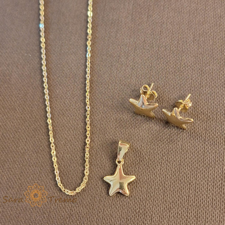 Set lantisor si cercei placate cu aur cu stelute [1]