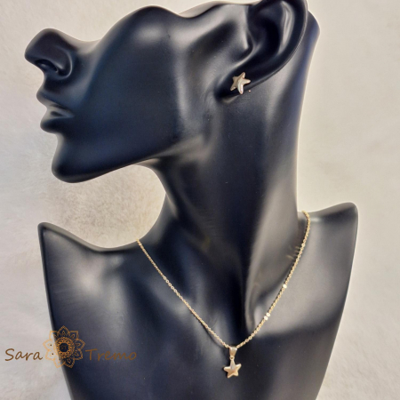 Set lantisor si cercei placate cu aur cu stelute [5]