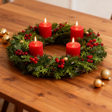 Casa si Gradina - Set lumanari - rosu, fara parfum - 4 x 45 g