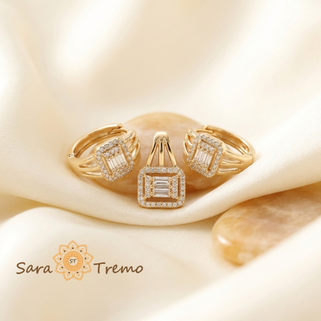 Seturi - Set Stralucirea Regala – Set bijuterii placat cu aur 14K cu cristale zirconia