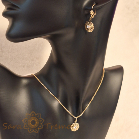 Set placat cu aur - 3 piese - model dantelat [3]