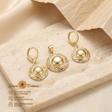 Set Soare Auriu – cercei și pandantiv aur 14K | SaraTremo [1]