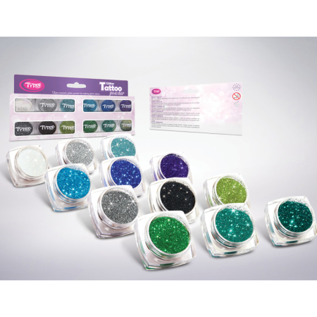 Casa si Gradina - Set Sclipici Cosmetic pentru Tatuaje și Unghii, 12 Culori Reci