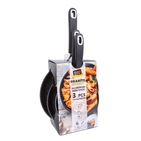 Casa si Gradina - Set tigai Baker's Secret 3 piese 18cm 22cm 26cm, tigai aluminiu antiaderente pentru gatit