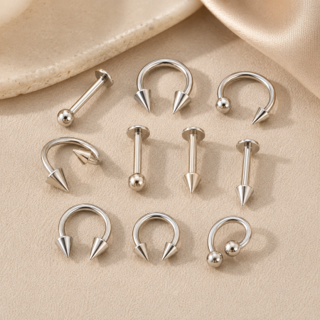 Cercei pentru nas - Set Titan Rebel Edge – Set 10 Piercinguri din Titan Antialergic