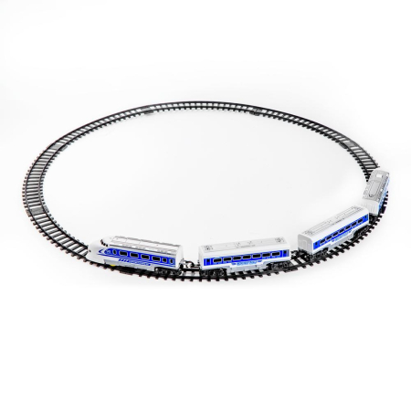 Iluminat Exterior si Solar - Set tren electric cu statie si 4 tipuri de sine, efecte lumina si sunet, 31 piese, copii 3+ ani