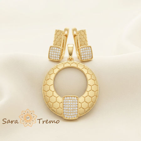 Seturi - Set Cercurile Puterii – Set bijuterii placat cu aur 14K cu cristale zirconia