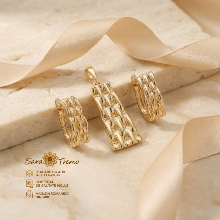 Set Împletire Aurie – cercei și pandantiv aur 14K | SaraTremo [1]