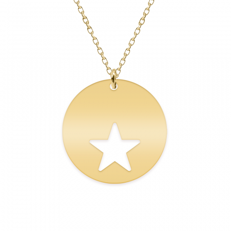Colier personalizat cu banut si steluta decupata din argint 925 placat cu aur galben 24K [1]