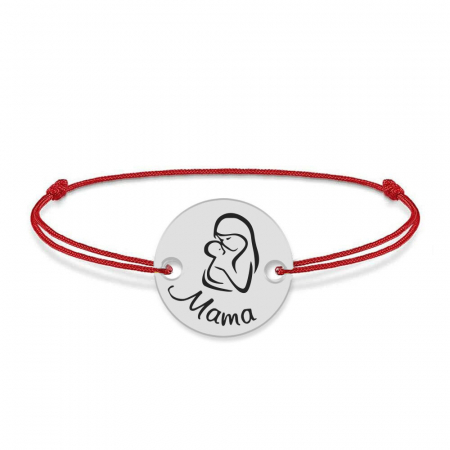 Bratari personalizate - Silvia - Bratara personalizata din snur cu banut din argint 925 Mama si bebe