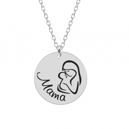 Lantisoare cu text personalizat din argint - Silvia- Colier personalizat din argint 925 Mama si bebe - banut