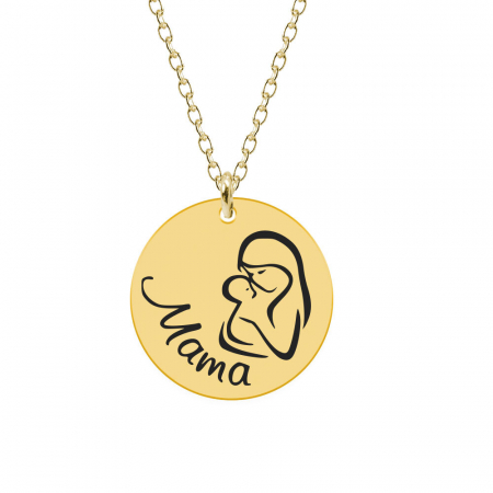 Bijuterii placate cu aur - Silvia- Colier personalizat din argint placat cu aur galben 24K Mama si bebe - banut