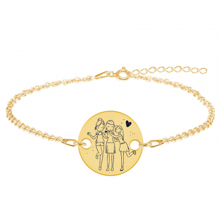 Bratari personalizate - Sisters - Bratara din argint 925 placat cu aur galben 24K personalizat pentru surori