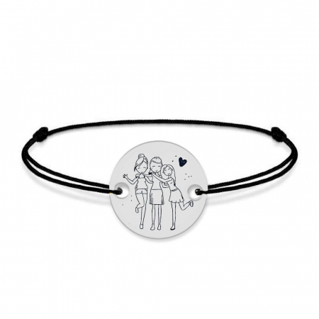 Sisters- Bratara snur personalizata cu banut din argint 925 pentru surori [1]