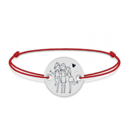 Bratari personalizate - Sisters- Bratara snur personalizata cu banut din argint 925 pentru surori