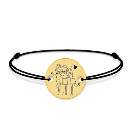 Sisters- Bratara snur personalizata cu banut din argint 925 placat cu aur galben 24K pentru surori [1]