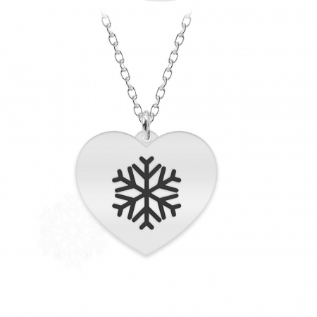Lantisoare si coliere din argint - Snow Heart - Colier personalizat argint 925 pandantiv inima cu fulg