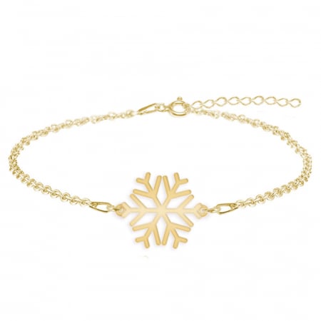 Pandantive - Snowflake - Bratara personalizata argint 925 placat cu aur galben 24K 15+4cm cu pandantiv Fulg