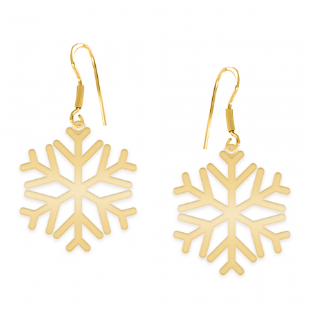 Cercei personalizati - Snowflake - Cercei personalizati fulg din argint 925 placat cu aur galben 24K
