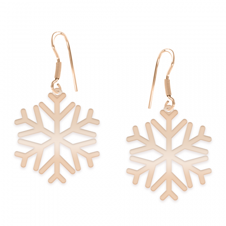 Cercei personalizati - Snowflake - Cercei personalizati fulg din argint 925 placat cu aur roz