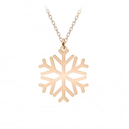 Pandantive - Snowflake - Colier personalizat argint 925 placat cu aur roz cu pandantiv Fulg